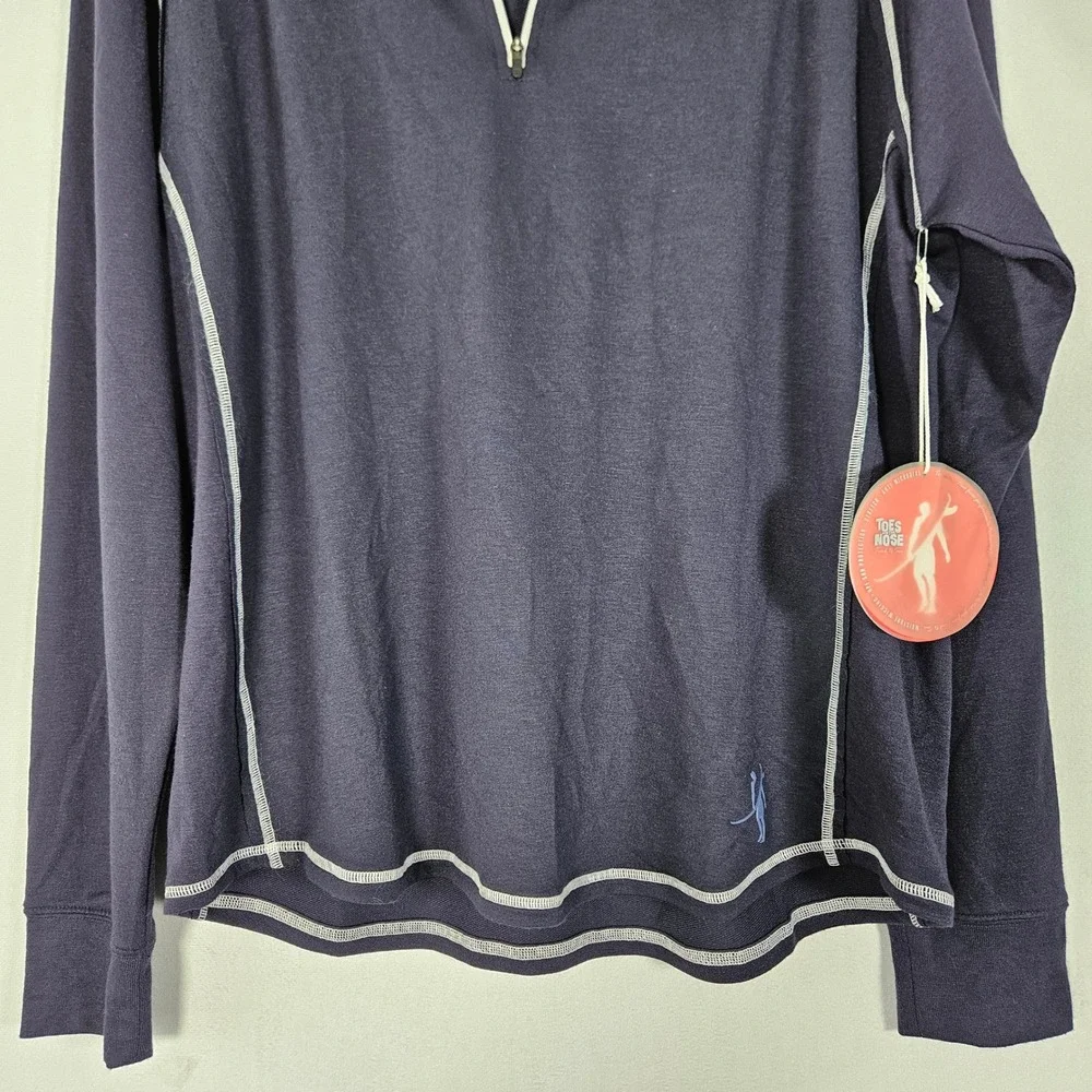 NWT Toes on the Nose Barrel Raglan Half Zip Men L Navy Performance Gorpcore Surf